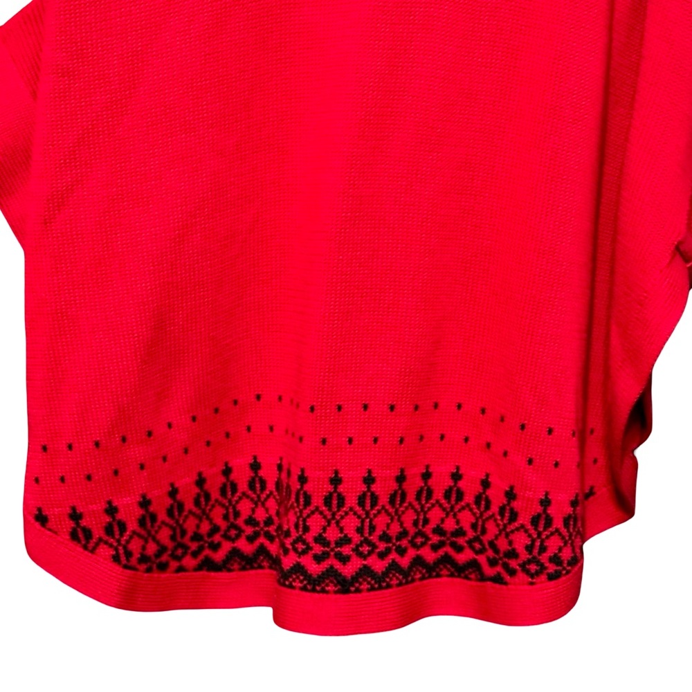 Talbots Zip Front Mock Neck Drop Shoulder Dolmain Sleeve Red Cotton Poncho L/XL - Picture 9 of 11
